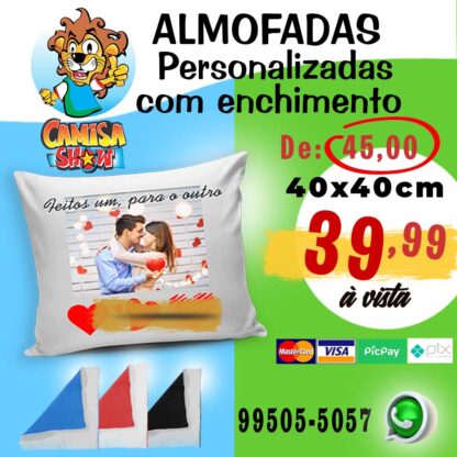 Almofada 40x40 cm com enchimento e personalizada