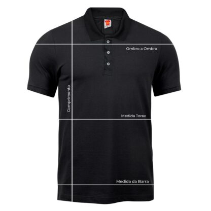 Camiseta Polo Preta com Punho na Manga estampada com sua Logo – Marca – Arte ou Imagem 100% Poliéster - Image 4