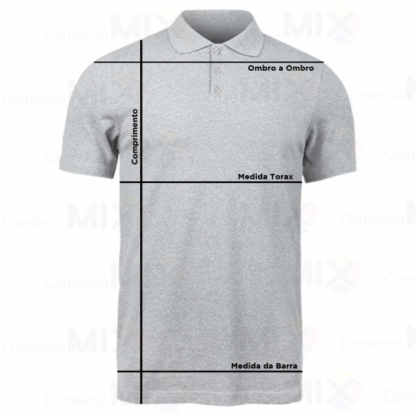 Camiseta Polo cinza mesclada com estampada com sua Logo – Marca – Arte ou Imagem 100% Poliéster - Image 2