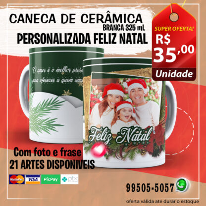 Caneca branca personalizada 21 arte Natal